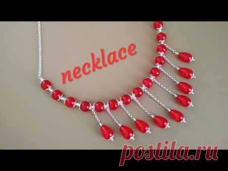 Necklace easy. Колье из бусин и цепи