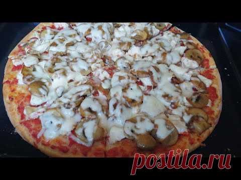 Очень вкусный ПИЦЦА с Курицей и Грибами./Uy sharoitida tovuqli va qo'ziqorinli PIZZA tayyorlash/