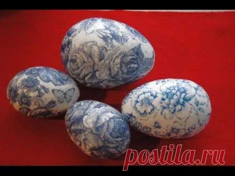 Как украсить пасхальные яйца Декупаж DIY - YouTube
