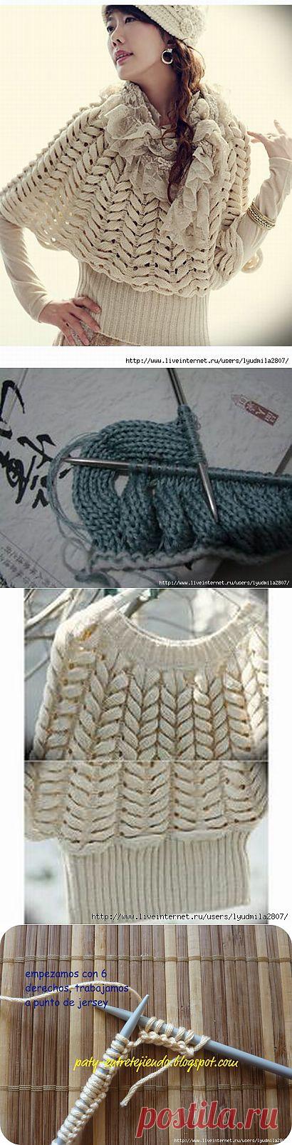 Пуловер узором “азиатский колосок”. Два мастер-класса.