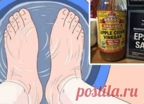 Ванна для ног с солью Эпсома и яблочным уксусом. Рецепт: Облегчит боль в течение 20 минут