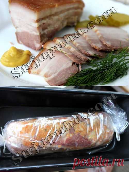 Сало, варёное в пакете (кульке) с чесноком
