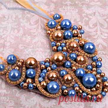 Колье "Голубая лагуна" (бисероплетение)