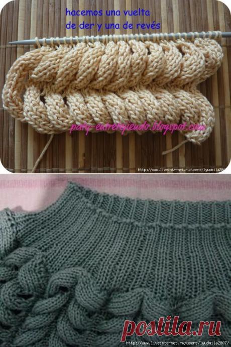 Пуловер узором “азиатский колосок”. Два МК + видео