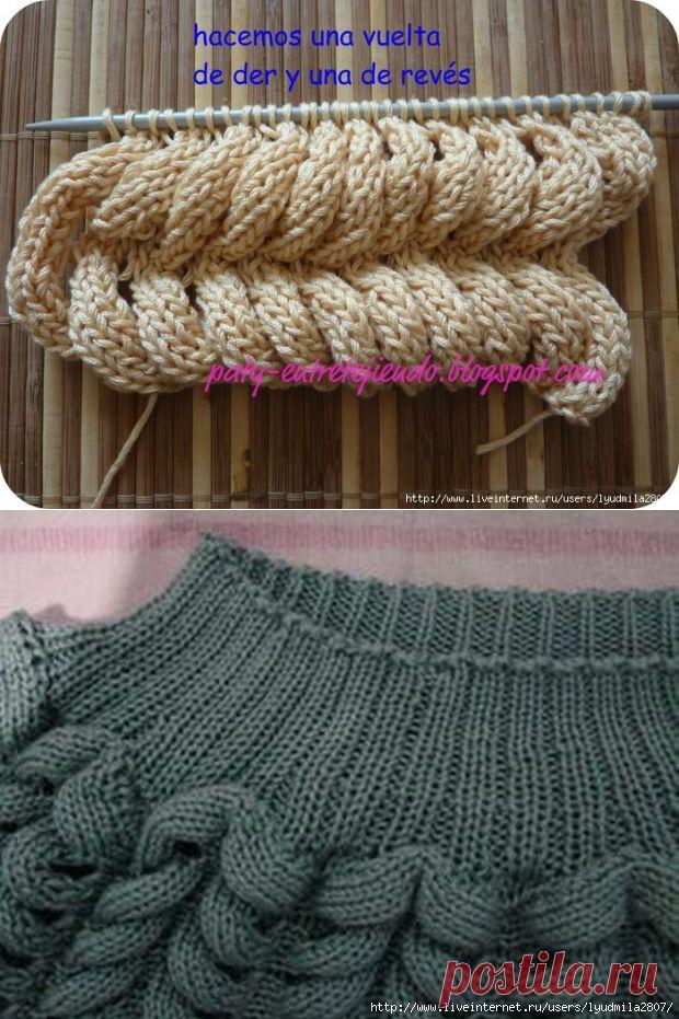 Пуловер узором “азиатский колосок”. Два МК + видео