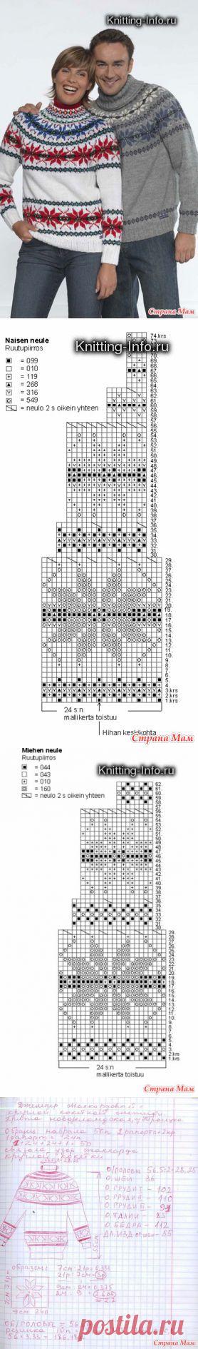 Джемпер с круглой жаккардовой кокеткой. Женская модель. Кто со мной? - Вязание - Страна Мам