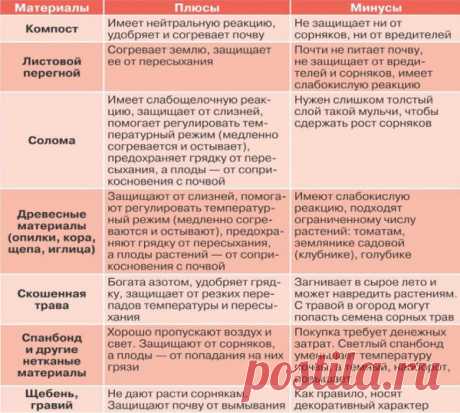 Таблица свойств мульчи для каждого растения | Сад и огород | Яндекс Дзен