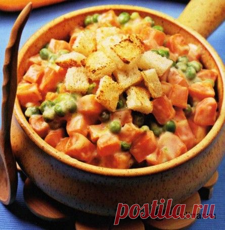 Морковь с зеленым горошком в молочном соусе | Четыре вкуса