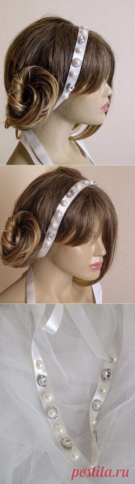 Wedding headband Bridal Rhinestone wedding hairband by selenayy