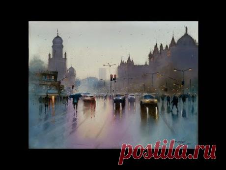watercolour landscape painting | rainy cityscape | mumbai | after rain | Ganesh Hire
