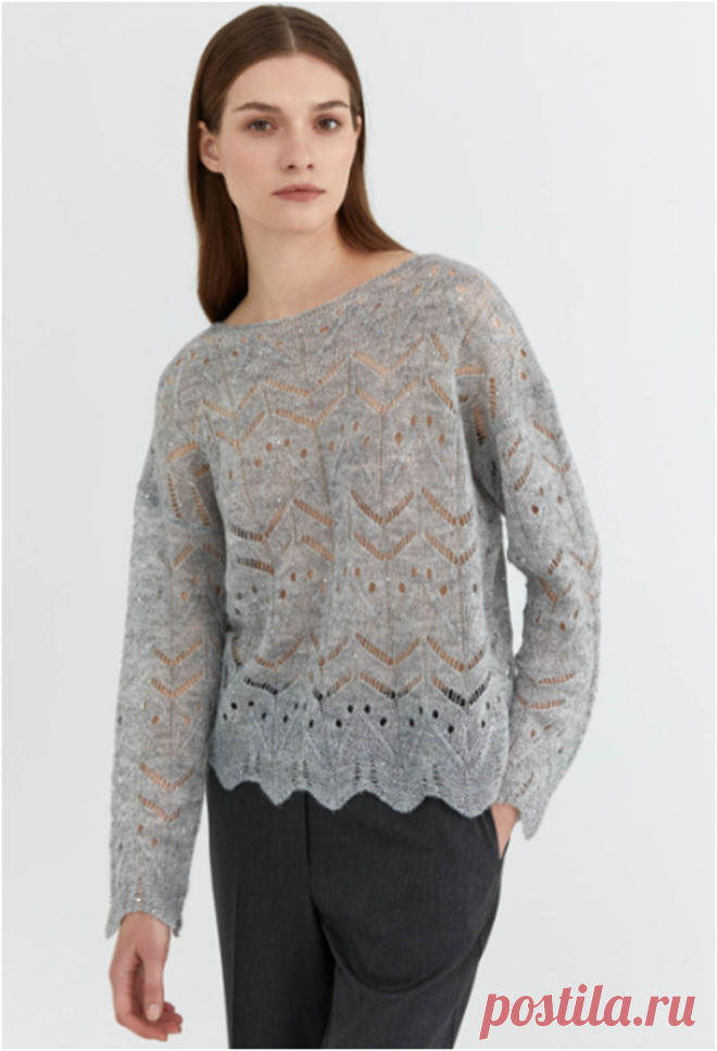 Воздушный, ажурный джемпер с красивой каймой от М Рисон. Схема узора + образец. | Ажурные фантазии | Дзен