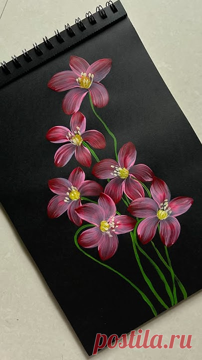 Onestroke Flowers Painting Strokes by Strokes || #youtubeshorts #viralvideo #viralshorts #video