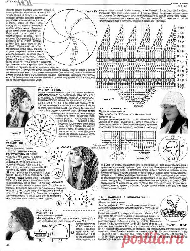 Вязание. Альбом «Журнал Мод № 539. Супер выпуск - Шапочки»