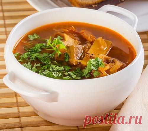 Постные щи из квашеной капусты с белыми грибами