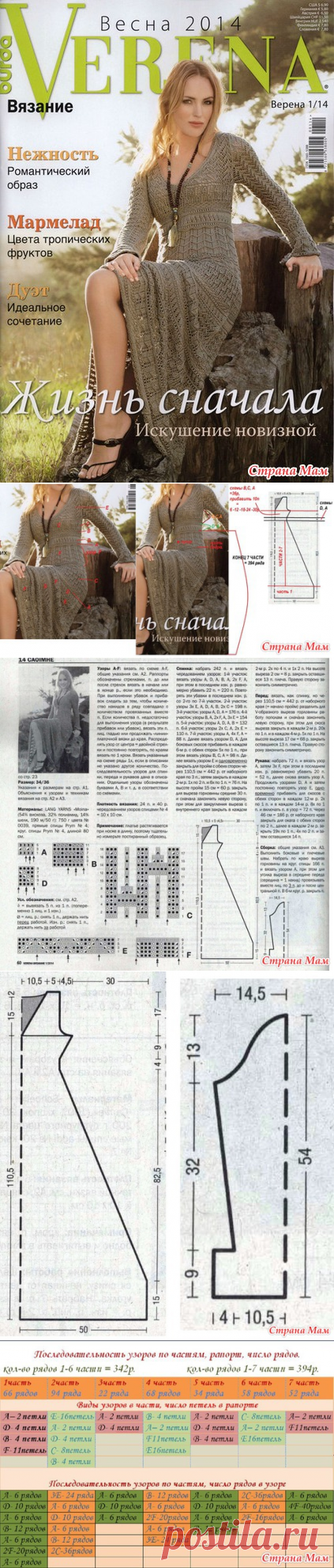 Платье из журнала "Верена" (1часть, 2часть, 3- начало 6 части, пояснения для юбки) - Вяжем вместе он-лайн - Страна Мам