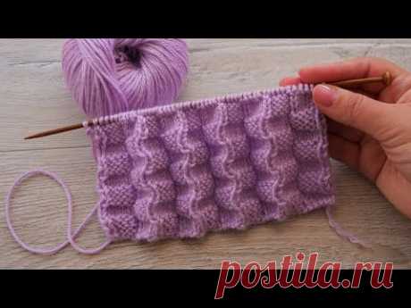 Двухсторонный 3D узор спицами 🎀 Double sided 3D knitting pattern
