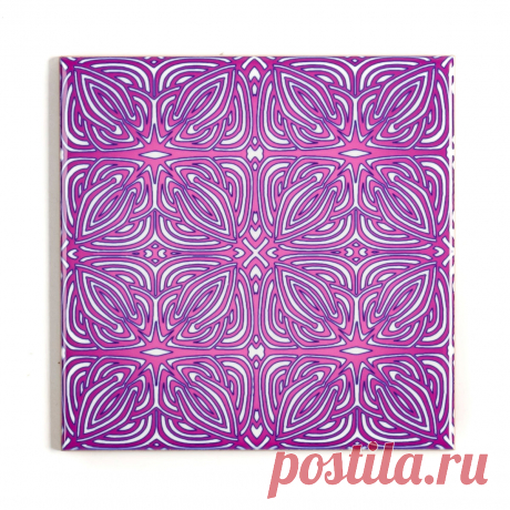 'Rhododendron Flower' Pink Purple tile These unusual purple, violet and pink tiles will add a pop of colour and personality to any bathroom, kitchen or downstairs loo! They're a variation on my Celtic Knot tiles, with the lovely range of magenta / plum / pink colours inspired by a picture of a gorgeous Rhododendron flower.Like all my designs, the pattern st