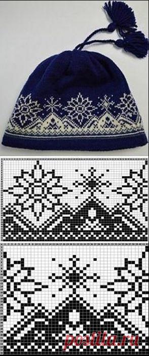 Схемы жаккардовых узоров для вязания шапок