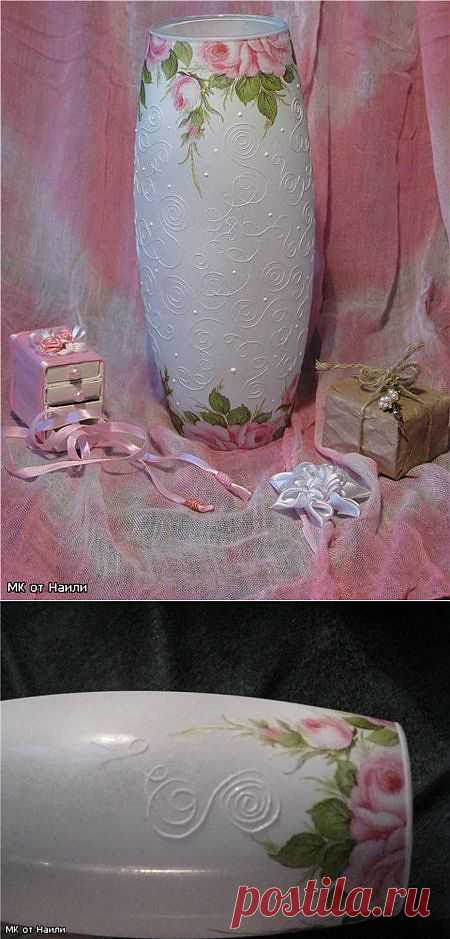 Нежная ваза в стиле декупаж - Рукоделие - Каталог статей - macrame-clothes. Одежда в технике макраме.