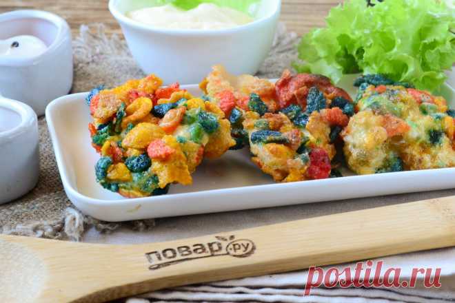 Курица в радужной панировке 
источник Лучшие рецепты Повара

Курица в радужной панировкеРецепт, как приготовить курицу в радужной панировке, очень простой. Единственное, что вам будет необходимо и без чего вы не сможете обойтись…
