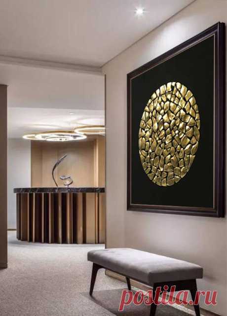 Wall Art On Canvas Abstract Oil Painting Wall Decor THIS PAINTING IS SOLD. Your painting will be create very similar in same style, color and size.After you ordered I will start to create your painting directly.I will finish it in only 10 DAYS . DETAILS * Name: Gold Moon 2016 *