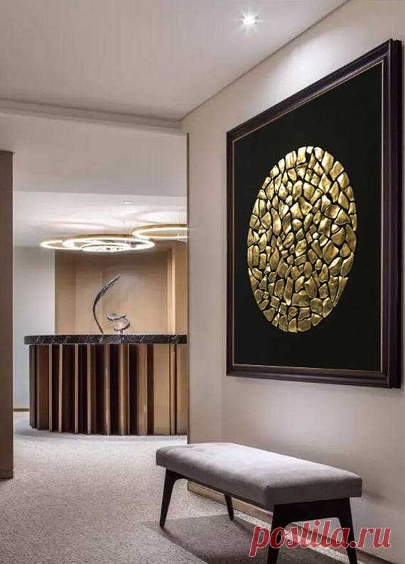 Wall Art On Canvas Abstract Oil Painting Wall Decor THIS PAINTING IS SOLD. Your painting will be create very similar in same style, color and size.After you ordered I will start to create your painting directly.I will finish it in only 10 DAYS . DETAILS * Name: Gold Moon 2016 *