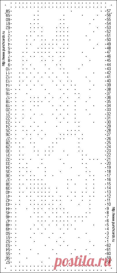 Просмотр рисунка перфокарты с раппортом 24 петли, пересчёт на две фонтуры, печать перфокарты