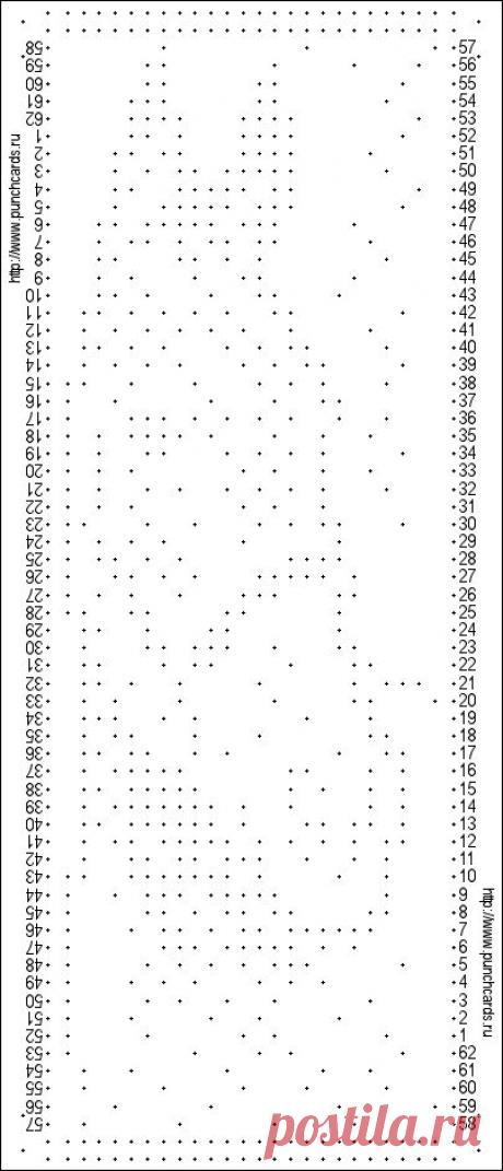 Просмотр рисунка перфокарты с раппортом 24 петли, пересчёт на две фонтуры, печать перфокарты