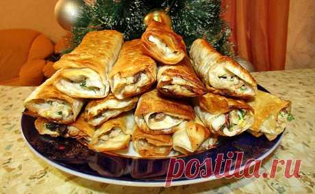 Горячая закуска из лаваша с мясом и овощами