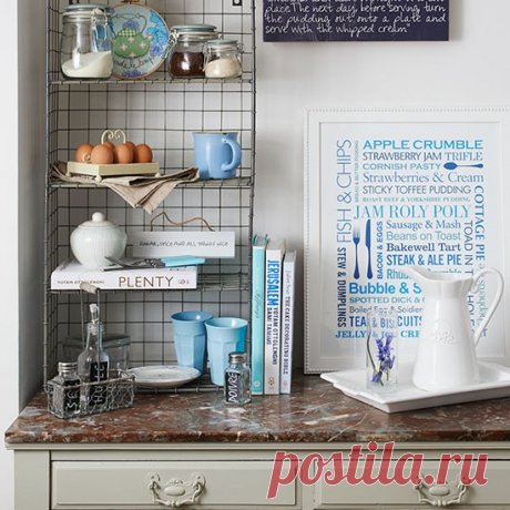 Country kitchen with wire storage unit | Kitchen decorating | housetohome.co.uk