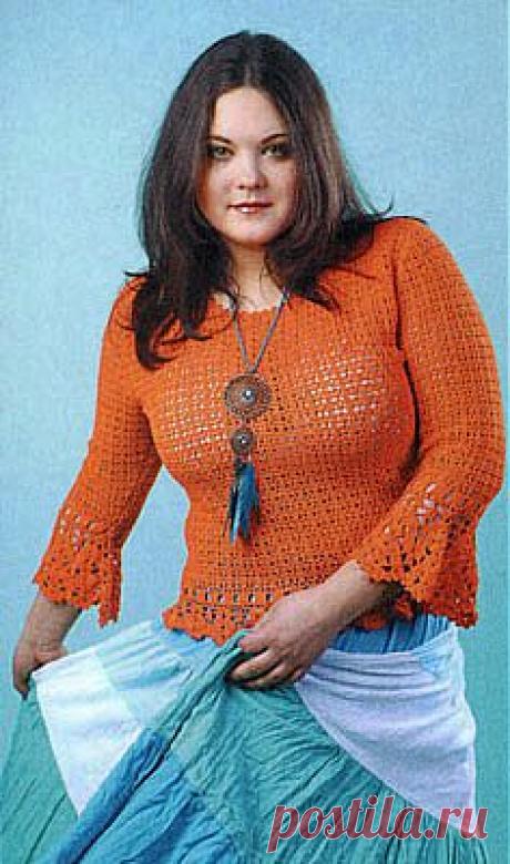 Пуловер с ажурной каймой