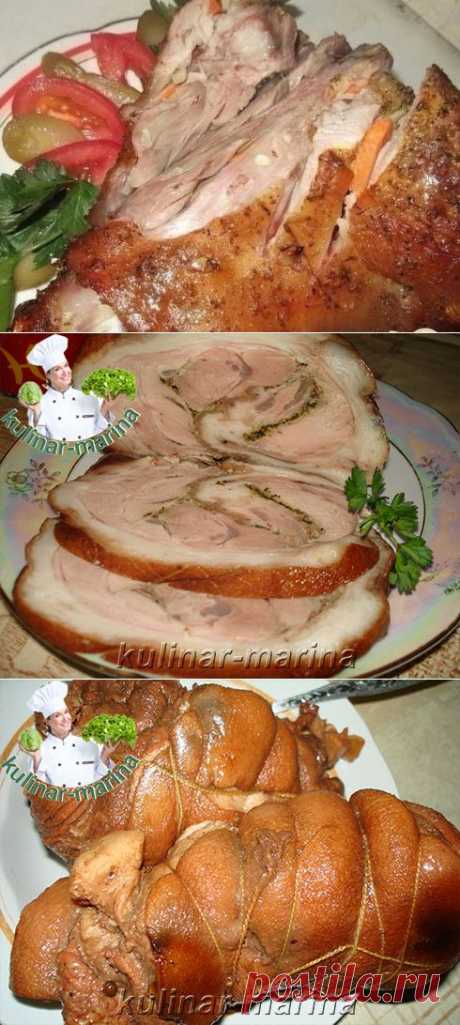 Закусочный рулет из рульки в луковой шелухе
