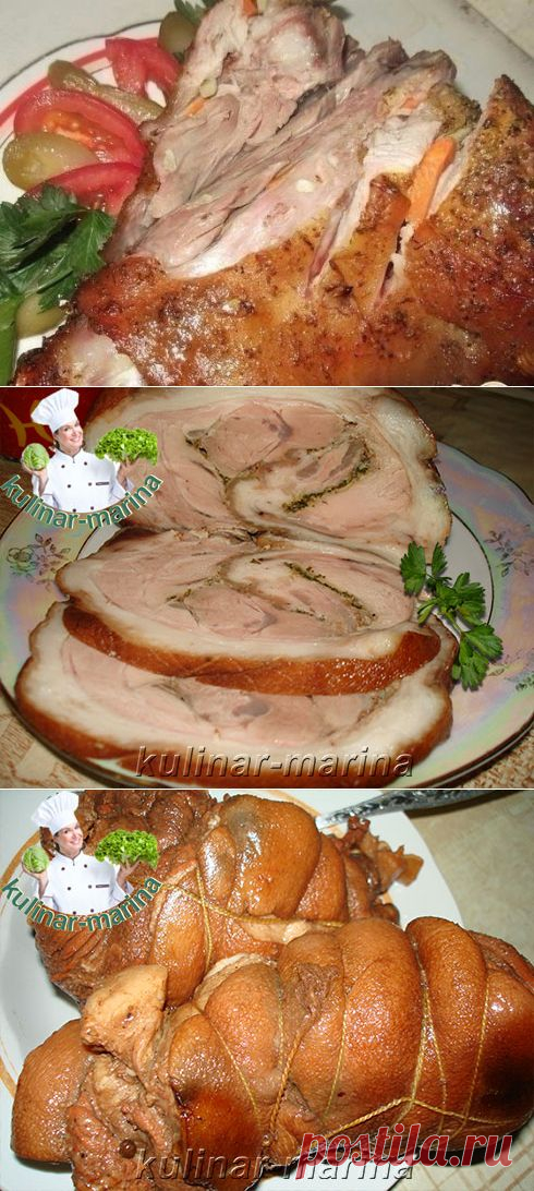 Закусочный рулет из рульки в луковой шелухе
