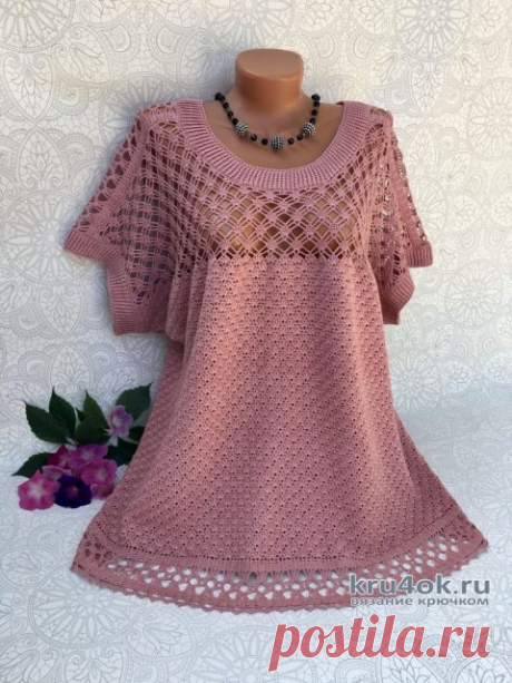 Женская блузка крючком. Работа Светланы svetlano4ka_vyazalo4ka