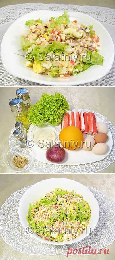 Необычный крабовый салат с рисом - поэтапный фоторецепт