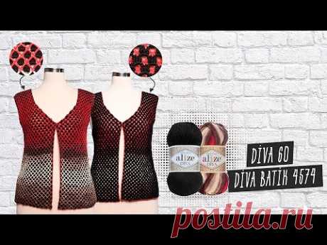 Alize Diva ile Tığ İşi Çift Taraflı Yelek Yapımı - Making Crochet Work Double Sided Vest