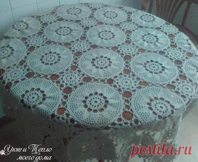 Скатерти из мотивов крючком – схемы и видео