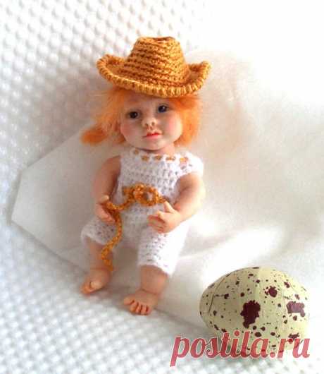 Mini Baby doll OOAK easter kid gift Red by Findyourtoyfriend