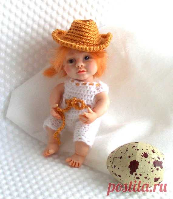 Mini Baby doll OOAK easter kid gift Red by Findyourtoyfriend