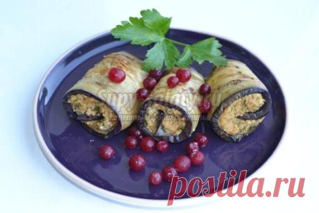 Рулетики из баклажанов с грецкими орехами. Рецепт с пошаговыми фото