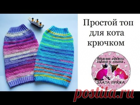 45. МК Простой топ для кота крючком