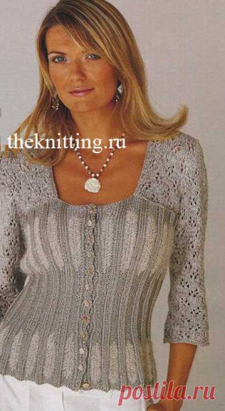 Вязание спицами ажурный жакет