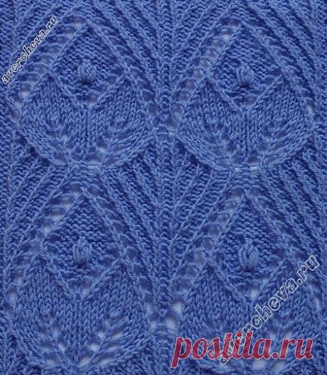 узор 328 листочки из Японии | каталог вязаных спицами узоров