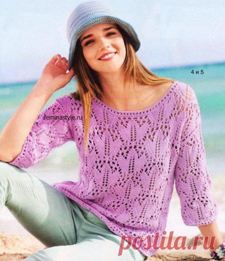 Розовый пуловер спицами и шляпка крючком / Рукоделие / Домоводство / Женские секреты / Женский стиль