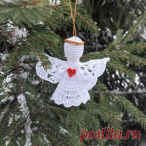 Рождественский ангел крючком, без сшивания деталей! Работа Эльвины