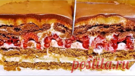 Больше не заморачиваюсь с выпечкой. Вкусненькое к чаю. Показываю легкий рецепт тортика с ягодами.