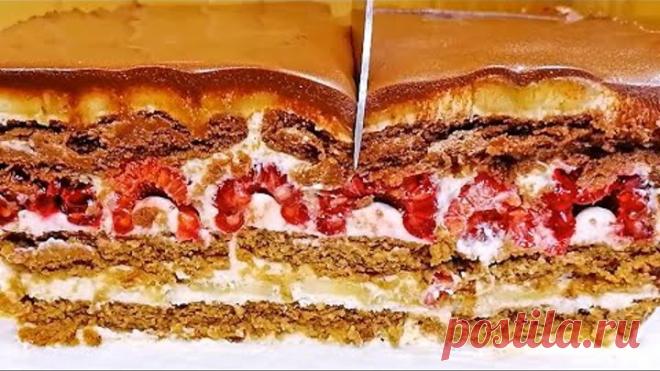 Больше не заморачиваюсь с выпечкой. Вкусненькое к чаю. Показываю легкий рецепт тортика с ягодами.