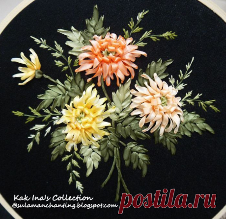 Идеи по применению вышивки атласными лентами.