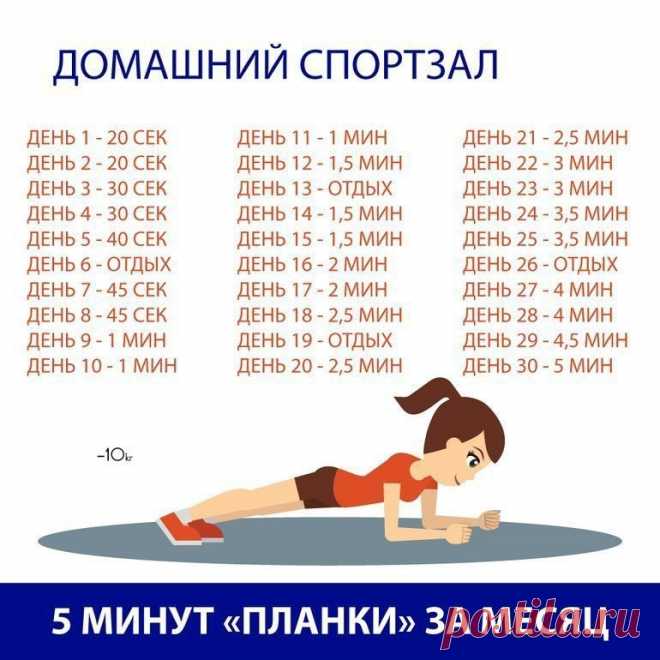 Программа тренировки: 5 минут планки