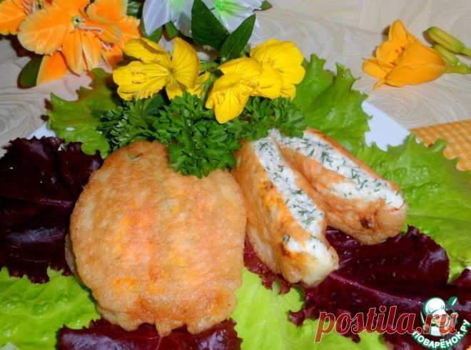 Фаршированные цветы кабачков в кляре Кулинарный рецепт